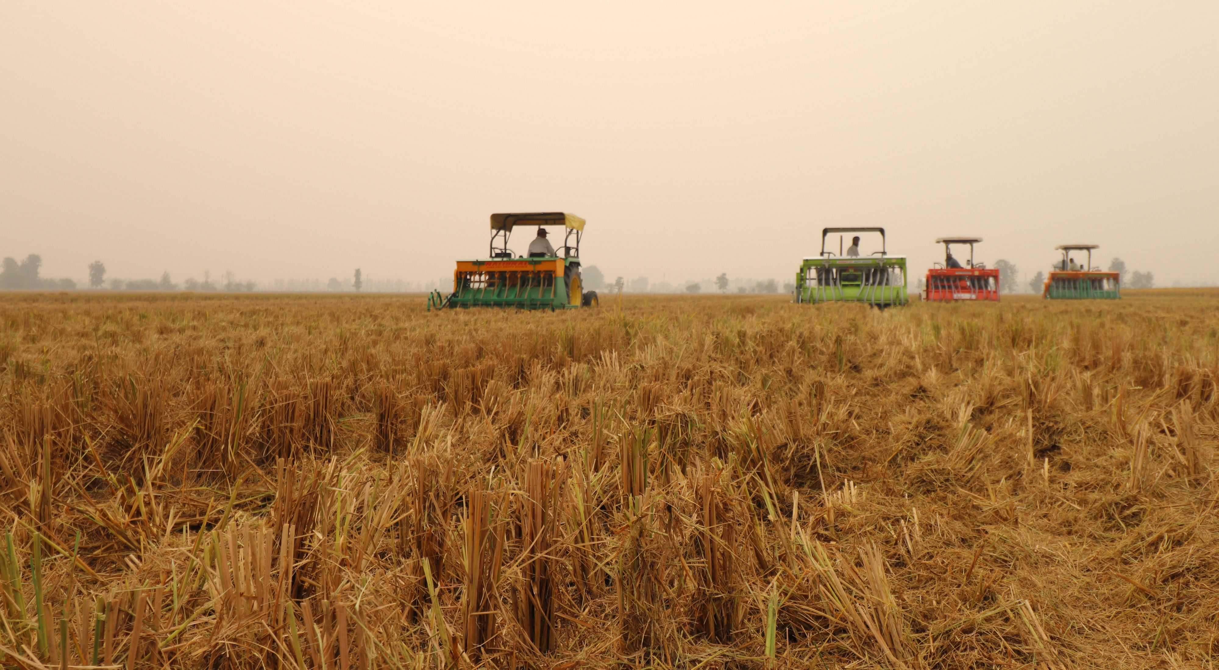 Farmers using the Happy Seeder in Punjab.
