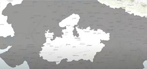 Map of a central portion of India.