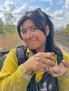 Jennifer Gacia-Herrera holding a little snake. 