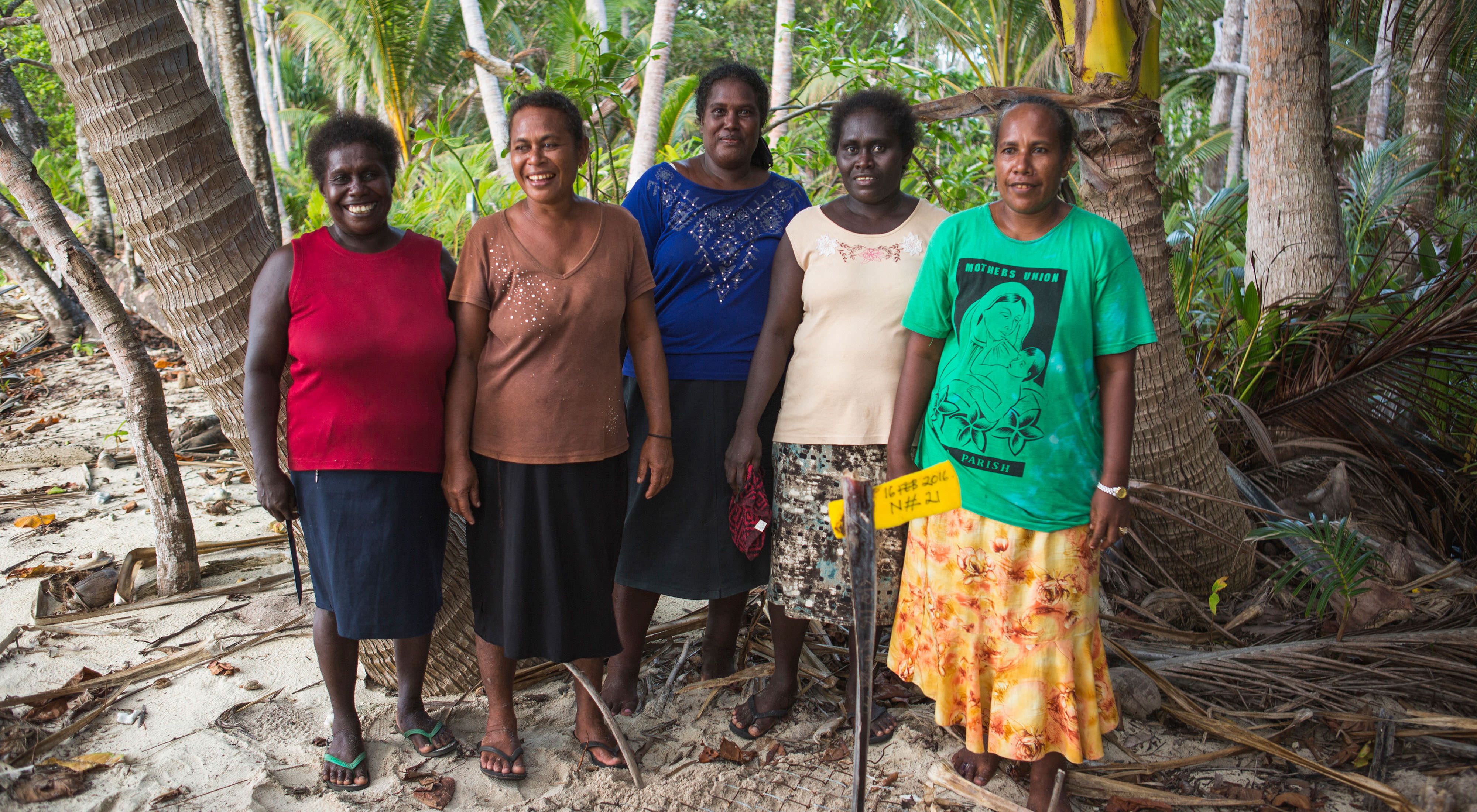 Members of a Solomon Islands women’s group pose for a photograph.