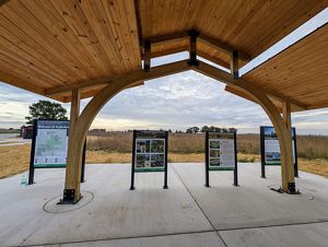 Welcome pavilion and interpretive signage at Kankakee Sands.
