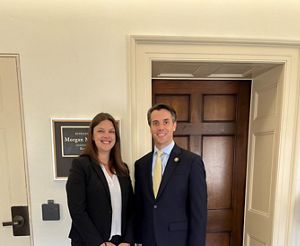 TNC in Kentucky's director of external affairs, Heather Jeffs, meets with Congressman McGarvey in the halls of Congress near his DC office.