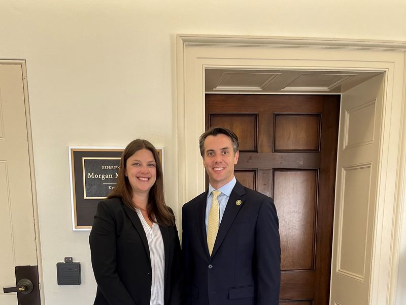 TNC in Kentucky's director of external affairs, Heather Jeffs, meets with Congressman McGarvey in the halls of Congress near his DC office.