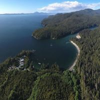 An aerial view of Koeye in the traditional territory of the Heiltsuk First Nation, in the Great Bear Rainforest.
