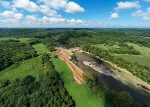 Dam removal underway to restore the natural flow of the river.