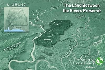 A map highlights one section that represents a protected area of land.