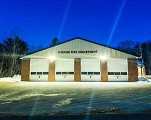 New LED fixtures light the fire station in Cornish, Maine.