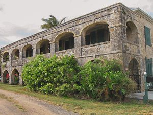 The main building is constructed of limestone and stony corals