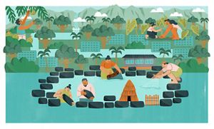 Illustration depicting a traditional ahupua‘a.