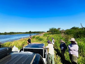 Descarga del drone en campo. 