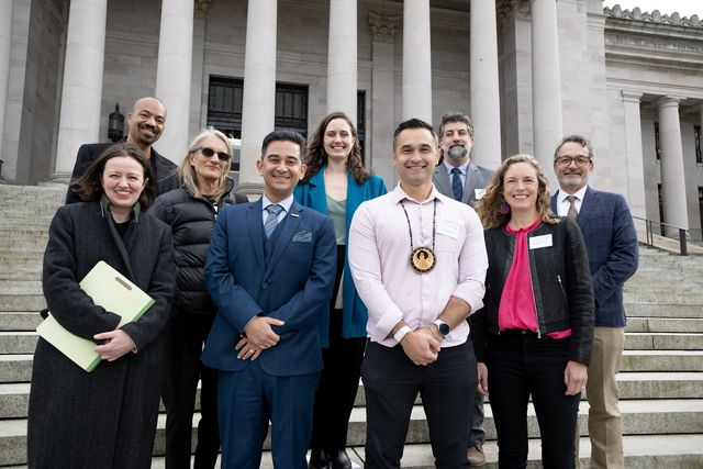 A group of people posing for a photo. 