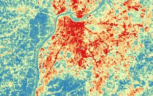Satellite heatmap of Louisville, KY.