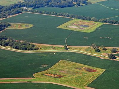 An aerial view of the constructed Wetlands at the Franklin Farm.