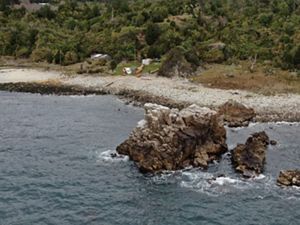 Vista aérea de la zona de la caleta Huiro, en la costa de la Reserva Costera Valdiviana. 
