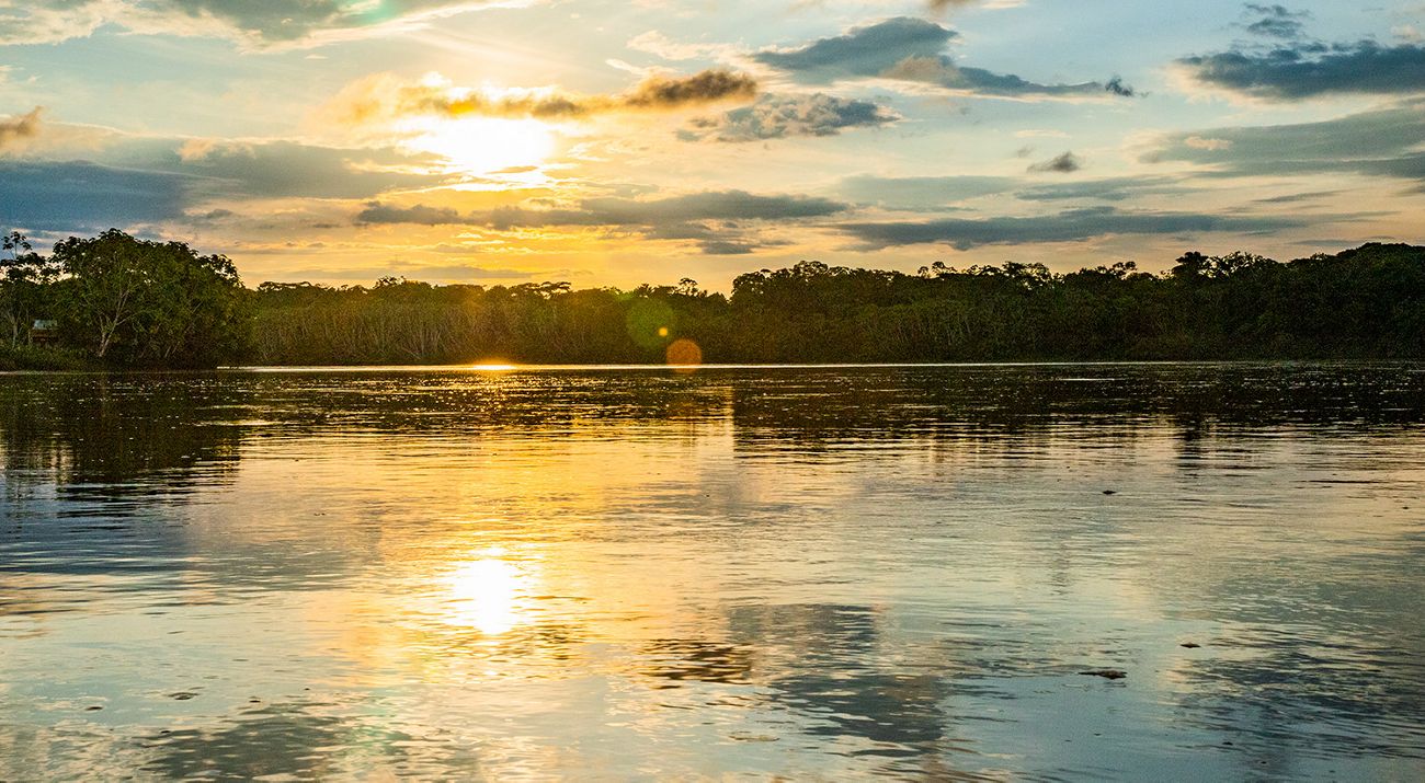 sunset over a river.