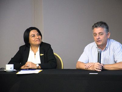 Gabriela Rosas del SENAMHI y Fernando Ghersi de TNC Perú, iniciaron el evento hablando sobre la importancia del trabajo colaborativo entre instituciones para enfrentar la esca