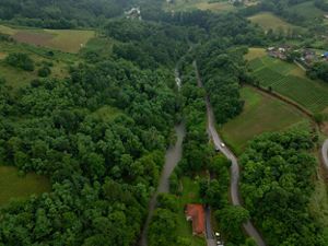 An aerial view of the Veliki Rzav river in Serbia.