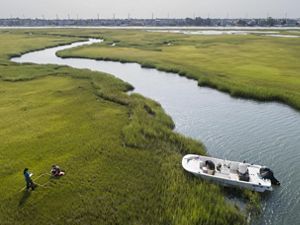 Aerial view of a salt marsh in New Jersey.