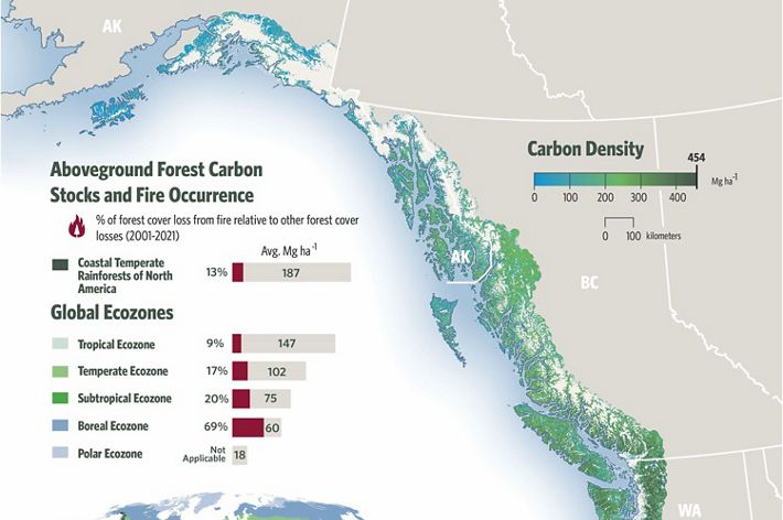 A map showing the coastline of western Canada.