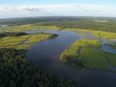 Aerial view of the Maurice River and its surrounding wetlands.