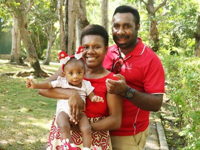 with her husband, Nathan, and one-year old daughter, Louisa.