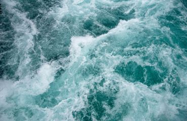 Churning blue water