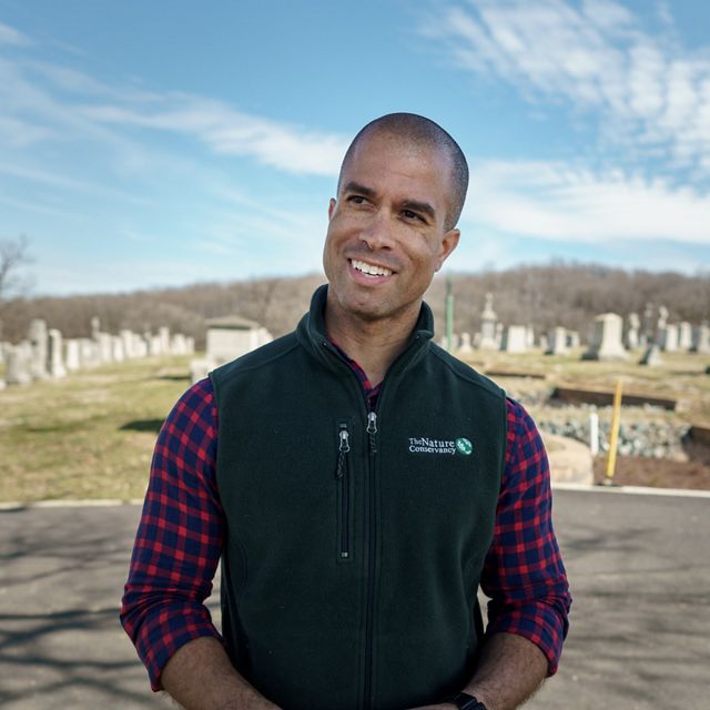 Candid headshot of Kahlil Kettering at Mount Olivet Cemetery.