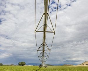 Meaker Farm, Montrose, Colorado. Circle irrigation is used in a test plot on the farm, in hopes of saving water. This is one of the sites toured by the Nature Conservancy in tandem with Pepsico demonstrating forest and fire management, and irrigation efficiency projects.