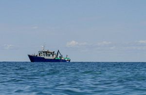 A research boat on Lake Michigan.