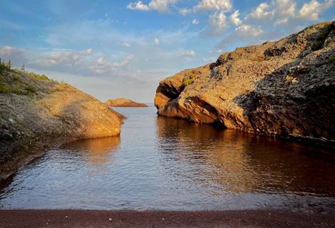 Rock formations at the edge of Lake Superior at the Mary Macdonald Preserve at Horseshoe Harbor.