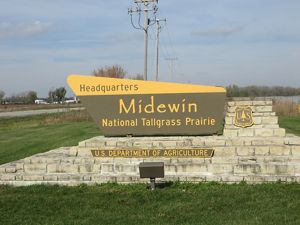 Entrance sign for Midewin National Tallgrass Prairie.