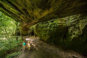 Hiking through the natural caves of Kentucky