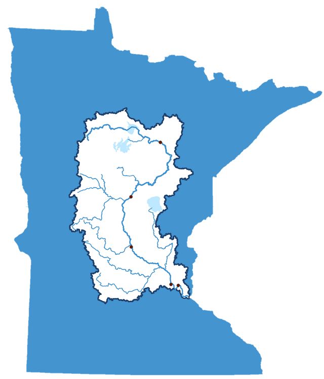 Map of Minnesota showing the Mississippi River headwaters.