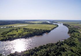 Aerial view of the Missouri River.