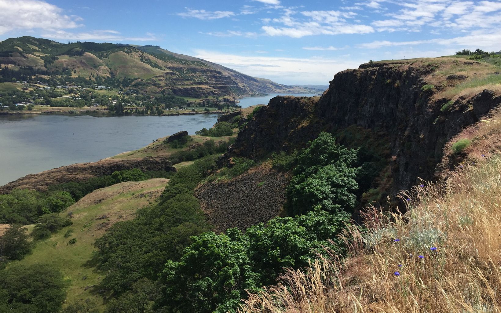 The view across the Columbia River Gorge from Tom McCall Preserve in Rowena, Oregon.