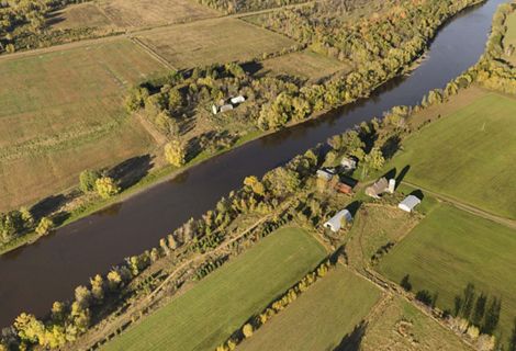 aerial view of agricultural land.