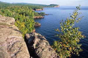 along Lake Superior in Minnesota. Shoreline like this along the Great Lakes is highly resistant to climate change.