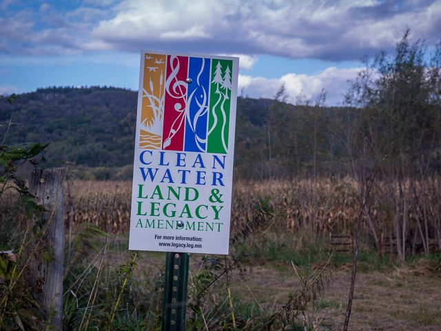 Clean Water, Land and Legacy Amendment logo on a sign.