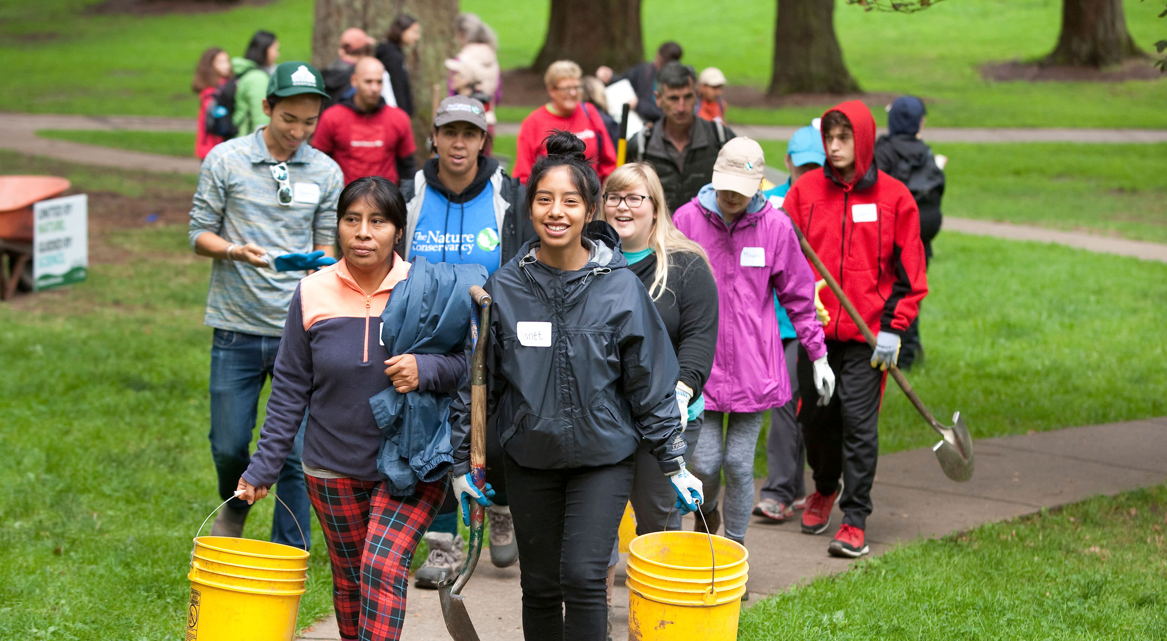 The Nature Conservancy's Mt. Tabor volunteer event on September 30, 2017, in Portland, Oregon.