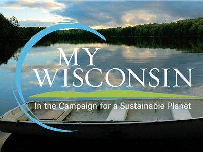 TNC's My Wisconsin campaign logo superimposed over the image of a lake.