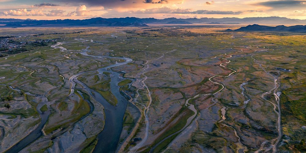 Aerial of Mongolia.