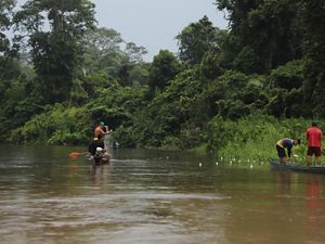 Men fishing on the Napo River