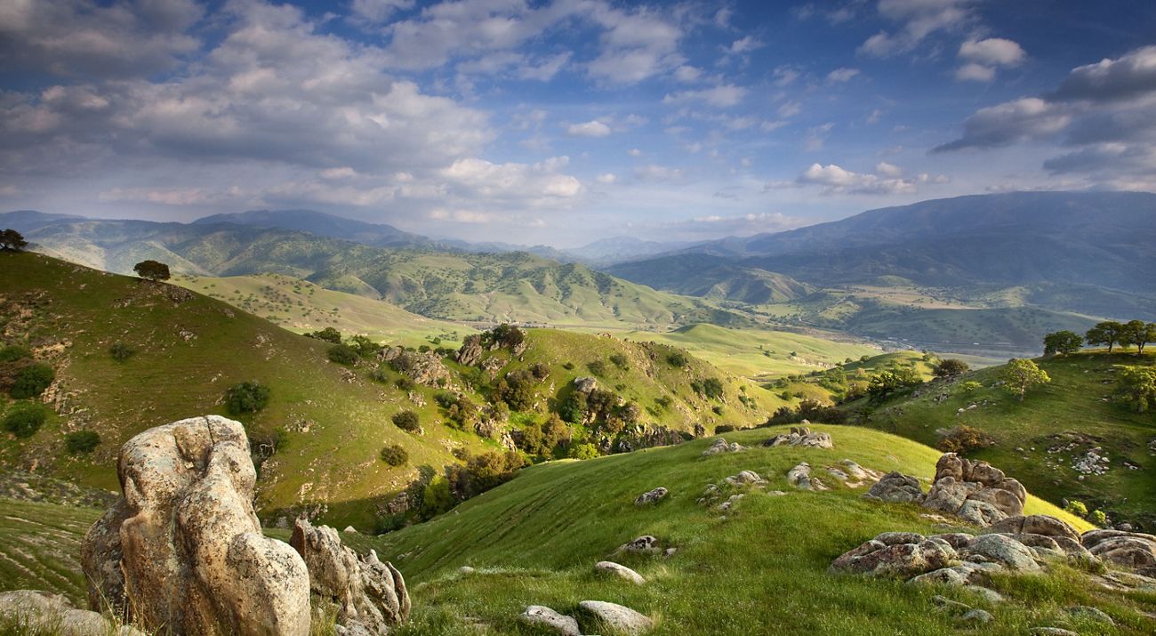 Scenic views of the rolling green hills and oak trees of the Tollhouse Ranch located in the heart of California’s Tehachapi corridor.