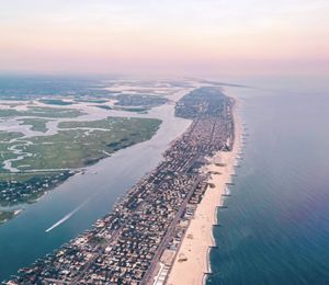 An aerial view of Long Beach and Atlantic Beach coast.