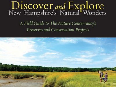 The cover of a guide book to protected lands in New Hampshire.