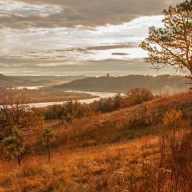 View of the Niobrara River snaking through the preserve in fall. 