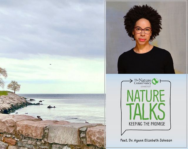 A banner photo highlights the image of a woman and title of a speakers series.