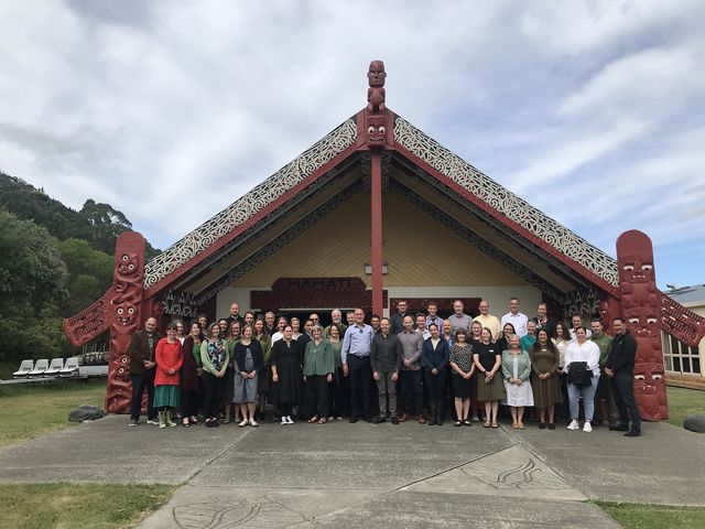 Kotahitanga mō te Taiao Alliance Partners at Whakatū Marae, Nelson, February 2023.