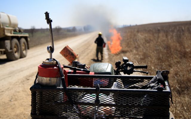ATV packed with controlled burn equipment.