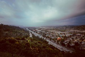 A view of a Los Angeles freeway overpass.